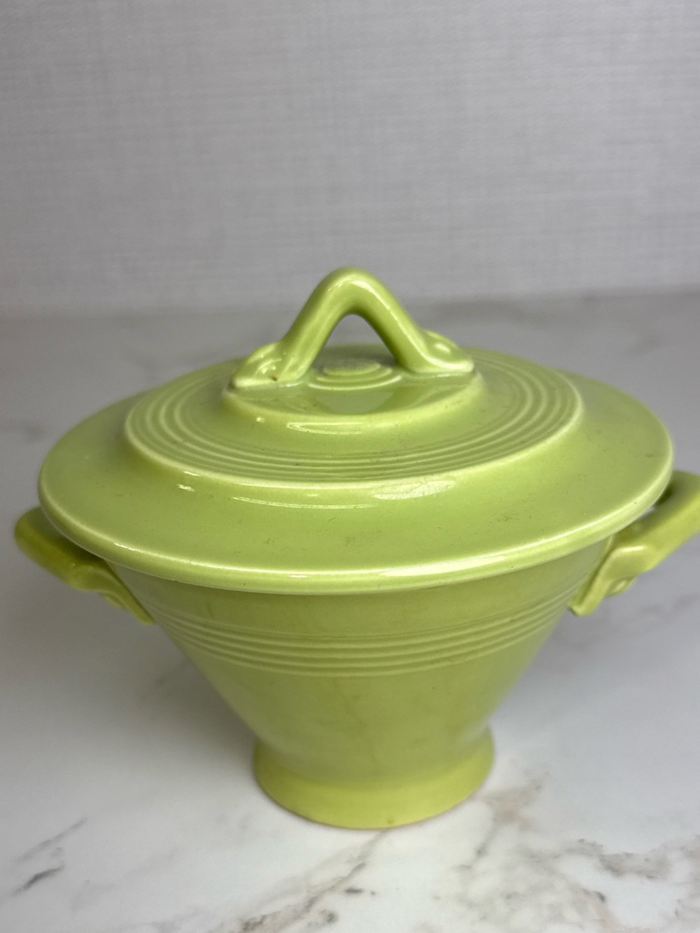 Homer Laughlin Harlequin Chartreuse Sugar Bowl W/ Lid Fiestaware MCM Lime Green